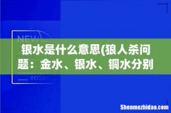 狼人杀问题：金水、银水、铜水分别是什么东西？ 银水是什么意思