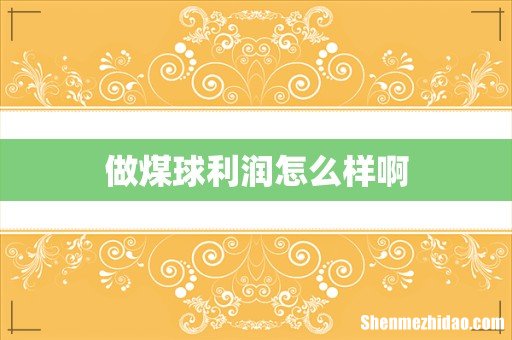 做煤球利润怎么样啊