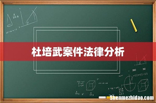 杜培武案件法律分析