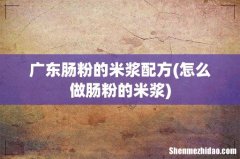怎么做肠粉的米浆 广东肠粉的米浆配方