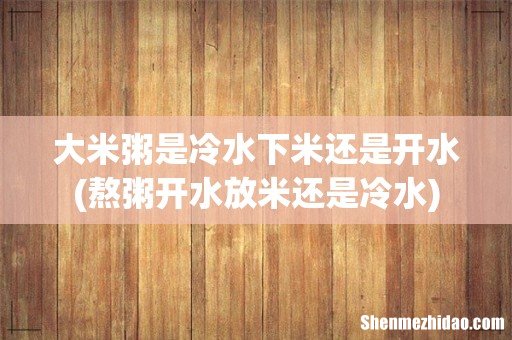 熬粥开水放米还是冷水 大米粥是冷水下米还是开水