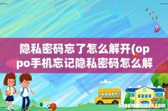 oppo手机忘记隐私密码怎么解锁 隐私密码忘了怎么解开