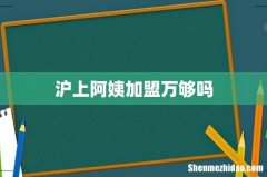 沪上阿姨加盟万够吗