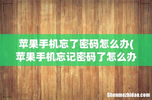 苹果手机忘记密码了怎么办啊 苹果手机忘了密码怎么办