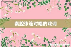 秦腔张连对唱的戏词