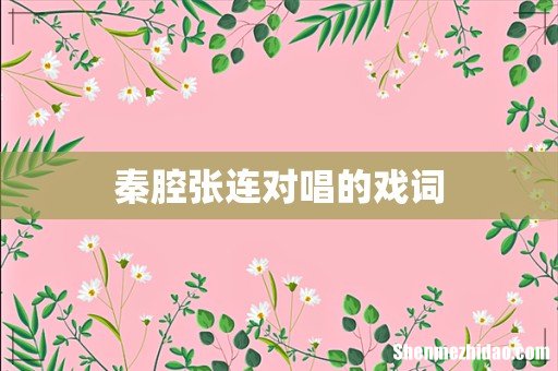 秦腔张连对唱的戏词