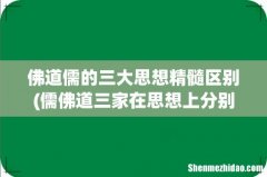 儒佛道三家在思想上分别给人带来怎么样的启发？ 佛道儒的三大思想精髓区别