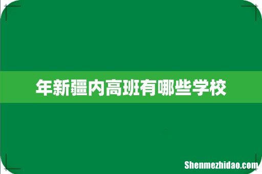 年新疆内高班有哪些学校