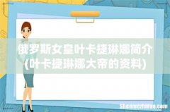 叶卡捷琳娜大帝的资料 俄罗斯女皇叶卡捷琳娜简介