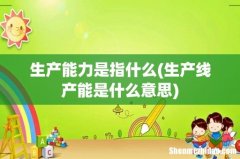 生产线产能是什么意思 生产能力是指什么