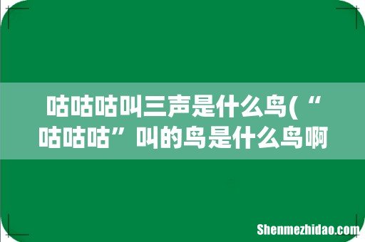 “咕咕咕”叫的鸟是什么鸟啊？ 咕咕咕叫三声是什么鸟