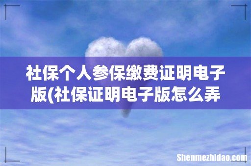 社保证明电子版怎么弄 社保个人参保缴费证明电子版