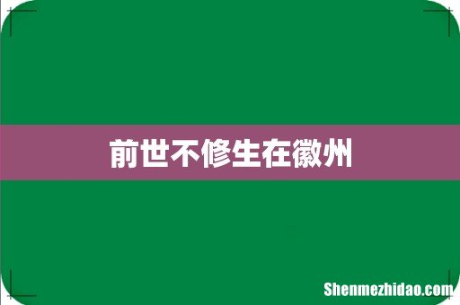 前世不修生在徽州
