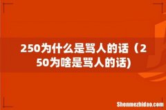 250为什么是骂人的话（250为啥是骂人的话)
