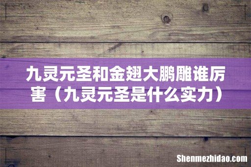 九灵元圣是什么实力 九灵元圣和金翅大鹏雕谁厉害