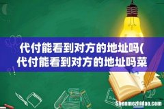 代付能看到对方的地址吗菜鸟裹裹 代付能看到对方的地址吗