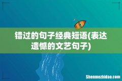 表达遗憾的文艺句子 错过的句子经典短语