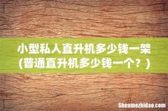 普通直升机多少钱一个？ 小型私人直升机多少钱一架