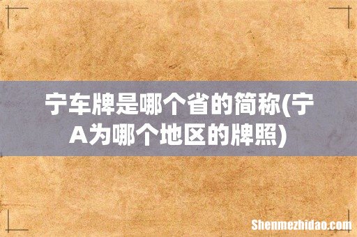 宁A为哪个地区的牌照 宁车牌是哪个省的简称