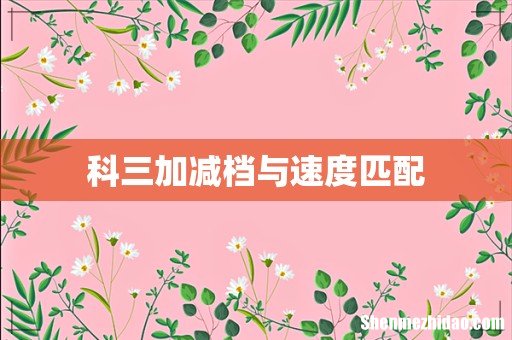 科三加减档与速度匹配