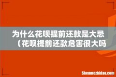花呗提前还款危害很大吗 为什么花呗提前还款是大忌