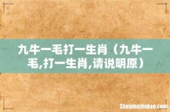 九牛一毛,打一生肖,请说明原 九牛一毛打一生肖