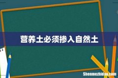 营养土必须掺入自然土