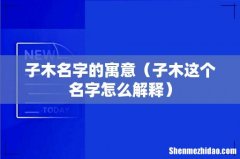 子木这个名字怎么解释 子木名字的寓意