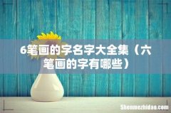 六笔画的字有哪些 6笔画的字名字大全集