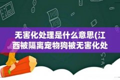 江西被隔离宠物狗被无害化处理，究竟什么是无害化处理？ 无害化处理是什么意思