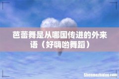 好嗨哟舞蹈 芭蕾舞是从哪国传进的外来语