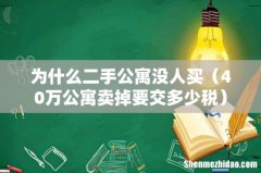 40万公寓卖掉要交多少税 为什么二手公寓没人买