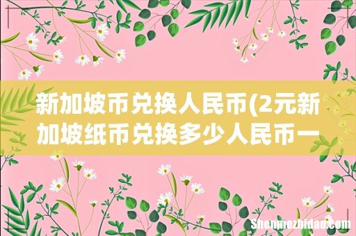 2元新加坡纸币兑换多少人民币一元人民币等于多少新加坡 新加坡币兑换人民币
