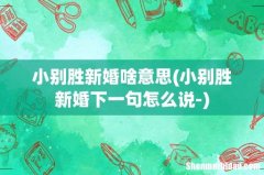 小别胜新婚下一句怎么说- 小别胜新婚啥意思