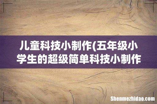 五年级小学生的超级简单科技小制作大全做法 儿童科技小制作