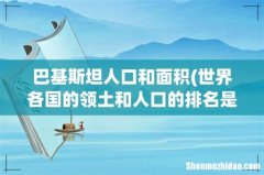 世界各国的领土和人口的排名是多少？ 巴基斯坦人口和面积