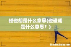 碰碰胡是什么意思？ 碰碰胡是什么意思