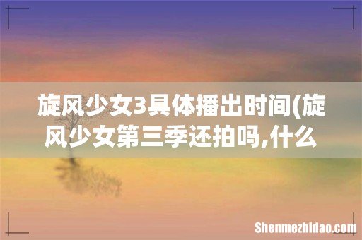 旋风少女第三季还拍吗,什么时候播出呀- 旋风少女3具体播出时间