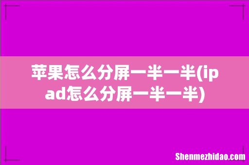 ipad怎么分屏一半一半 苹果怎么分屏一半一半