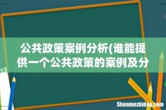 谁能提供一个公共政策的案例及分析 公共政策案例分析