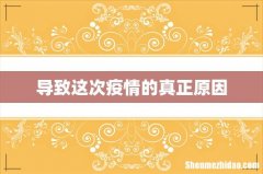 导致这次疫情的真正原因