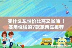 实用性强的7款家用车推荐 买什么车性价比高又省油