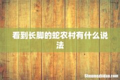 看到长脚的蛇农村有什么说法