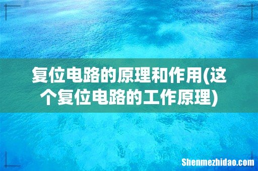 这个复位电路的工作原理 复位电路的原理和作用