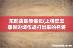 上将史玉孝是边境作战打出来的名将吗？ 东部战区参谋长