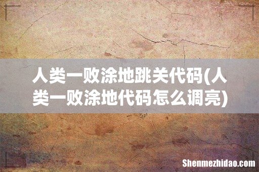 人类一败涂地代码怎么调亮 人类一败涂地跳关代码