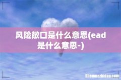 ead是什么意思- 风险敞口是什么意思