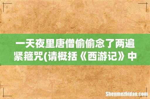 请概括《西游记》中“真假美猴王”故事的主要情节。 一天夜里唐僧偷偷念了两遍紧箍咒