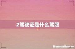 2驾驶证是什么驾照