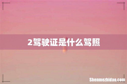 2驾驶证是什么驾照